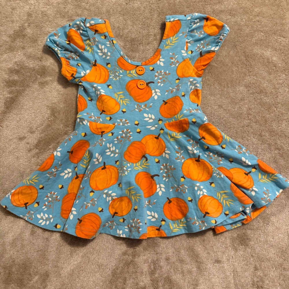 Eleanor Rose Girls Annie Top Pumpkin Fall Tunic Dress Blue Orange Size 5-6